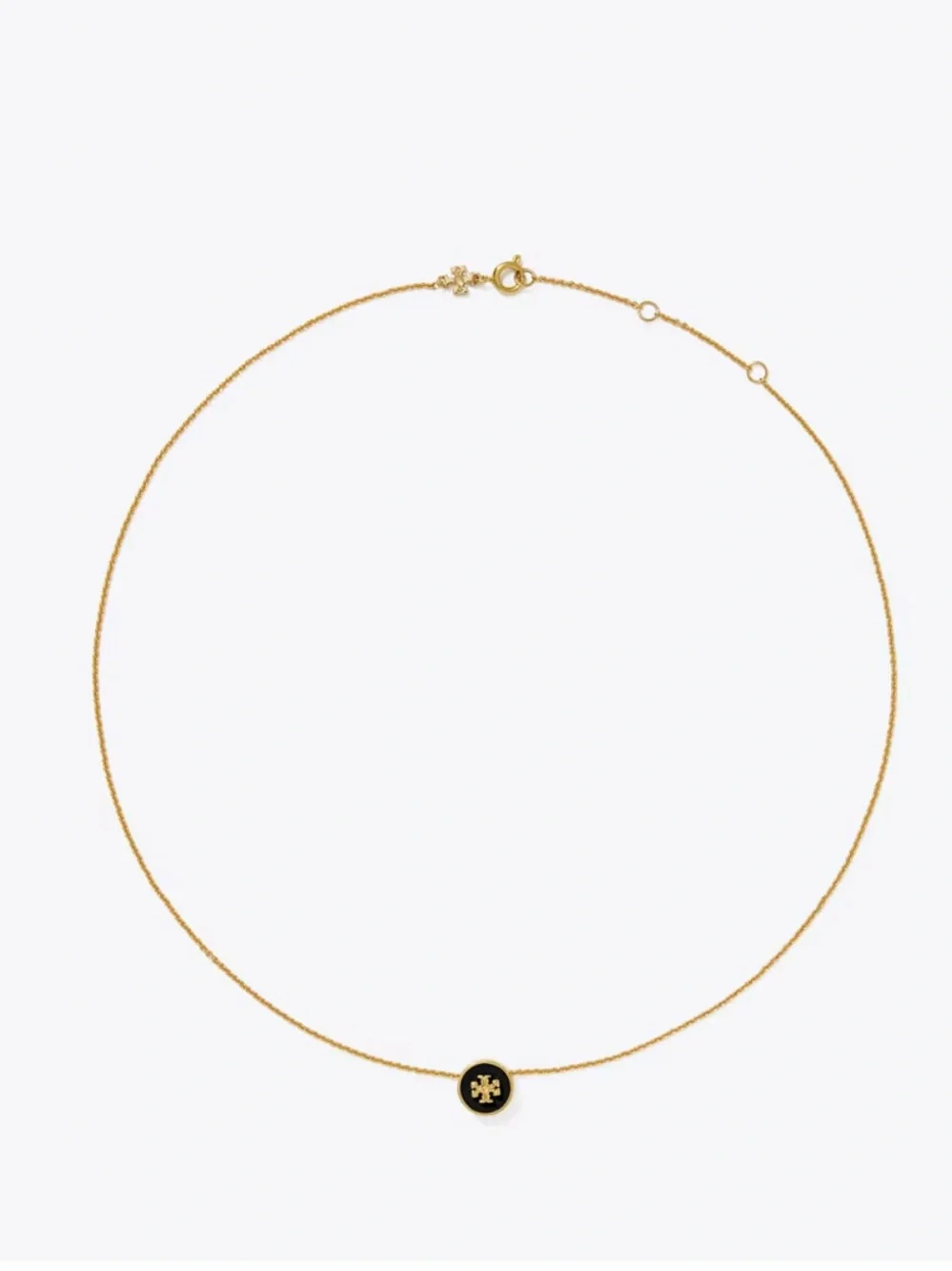 Tory Burch Icon Black Enamel Pendant Necklace